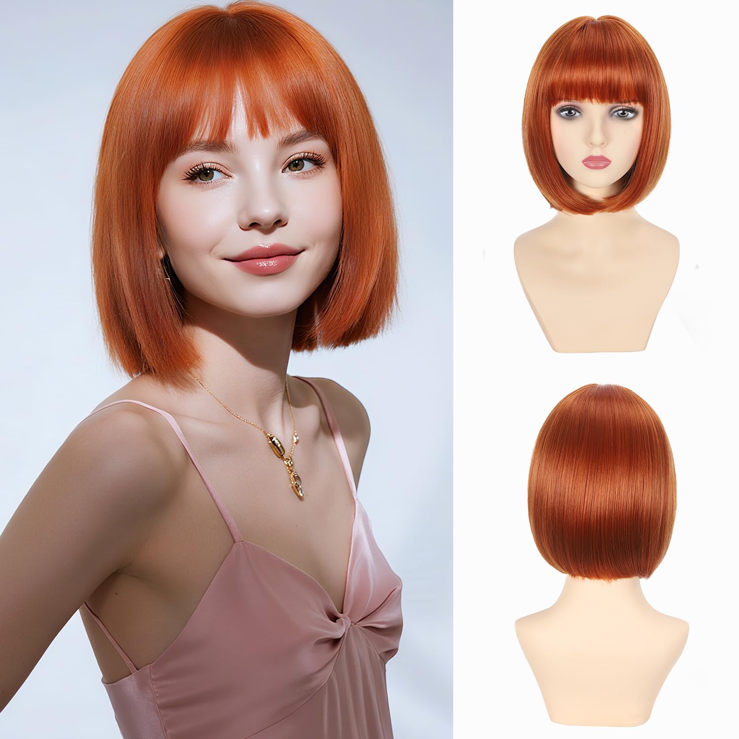 Amazon.com : Ginger Bob Wig with Bangs for Women Short 