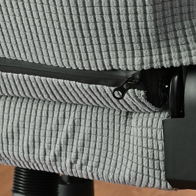 Solid Color Gaming Chair Cover Soft Elasticity Polar Fleece Armchair Slipcovers Computer Seat Chair Covers Stretch Rotating Lift Fiestas (Color : Gray, Size : One Size)