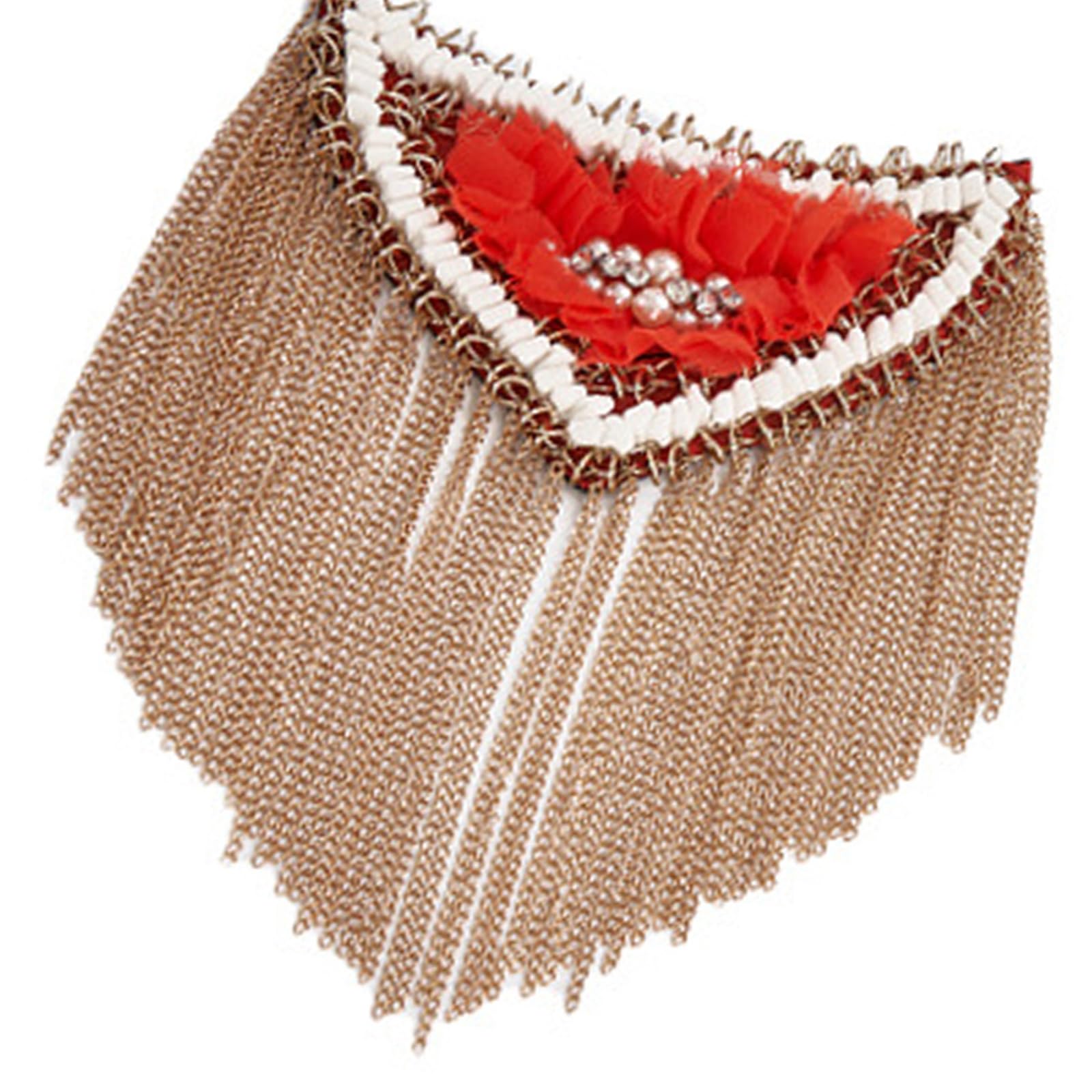 Woedpez Metal Tassels Epaulette Shoulder Badge for Women Men Metal Chain Fringed Epaulette with Rhinestones Pearls Embellishment Fashion Decorations