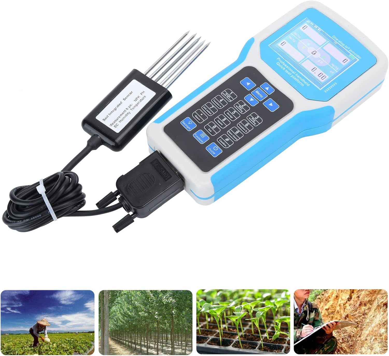 Fdit Soil Tester 240V Intelligent Npk English Version Handheld Phnitrogen Soil Detector for Soil Test Kits