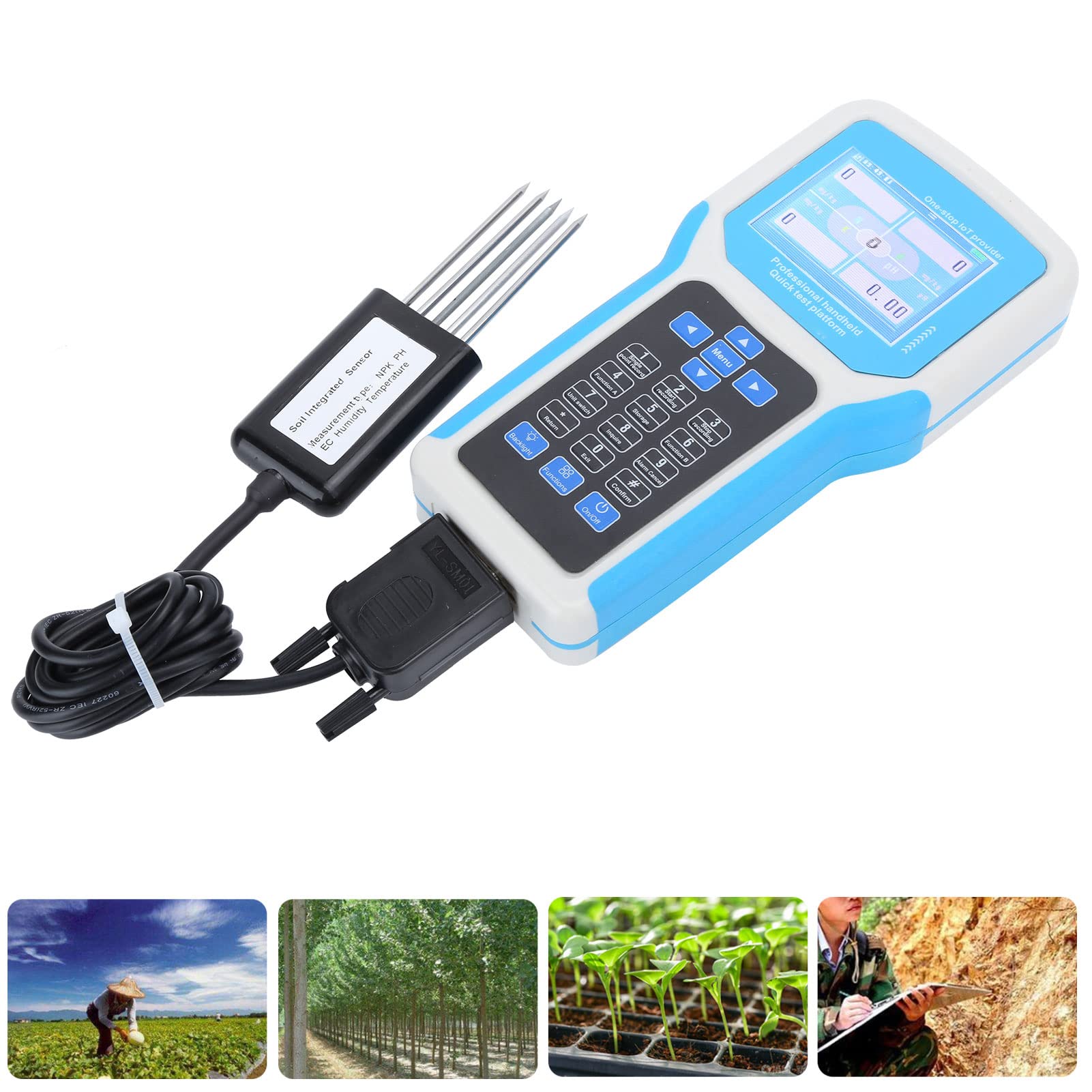 Comprobador de Suelos, Pantalla LCD Medidor de Suelo de Fertilizantes para Plantas, Humedad, Temperatura, Conductividad, Nitrógeno, Fósforo Y Ph 7 en 1 Kit de Medidor de Suelo, Registro de Datos(#3)