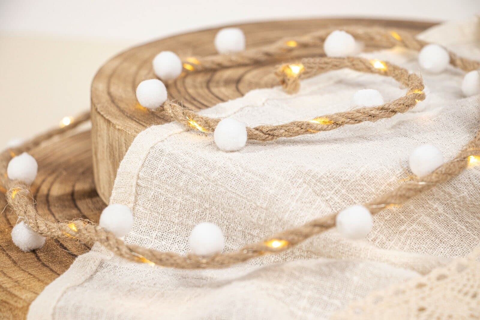 20 LED Hemp Rope Fairy String Light – Warm White Battery Powered Fairy Light – Battery Operated String Light – Rustic Retro Indoor Lighting Decoration – Vintage Decorative Bedroom Party