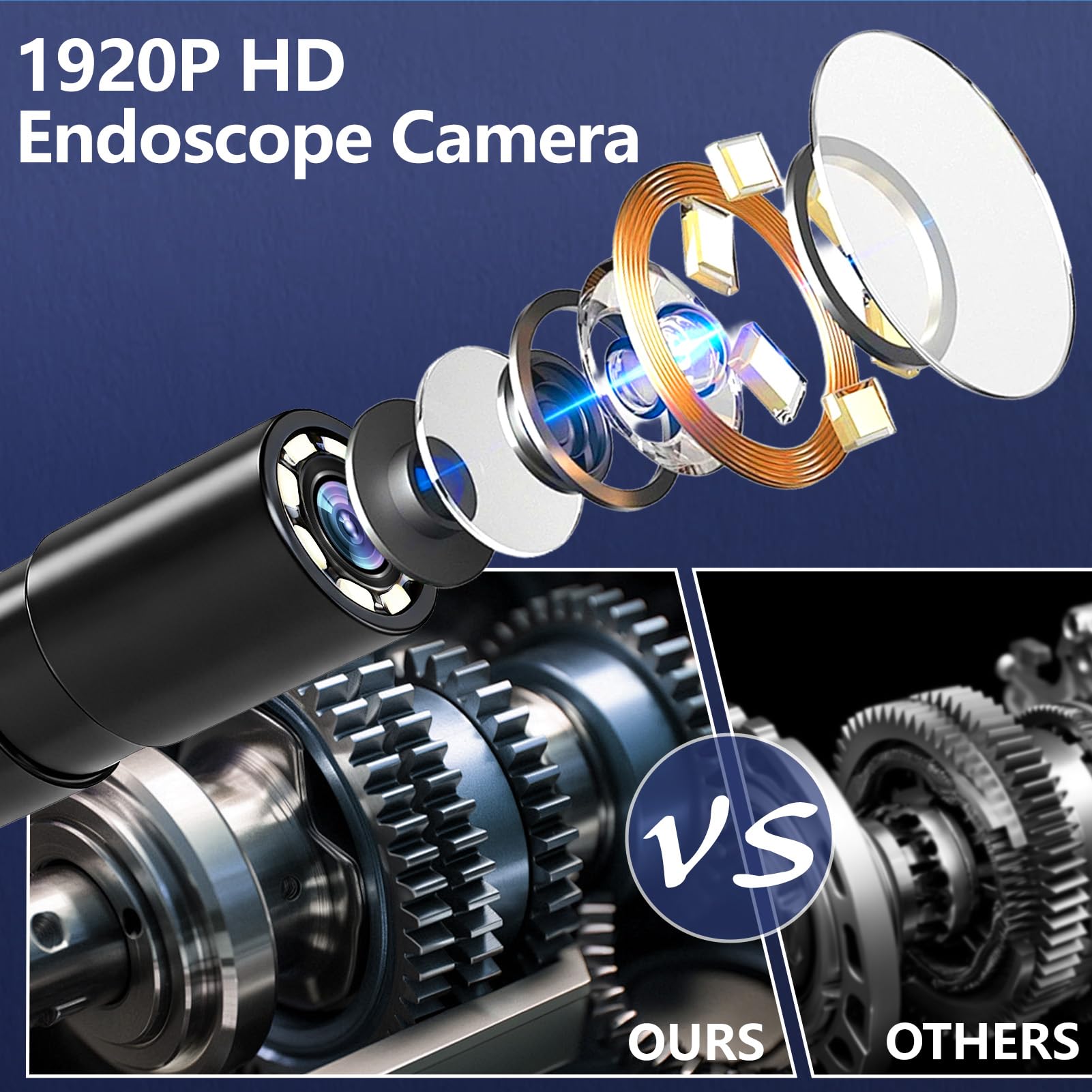 Waterdichte HD-endoscoopcamera met LCD-scherm en houder - 10m