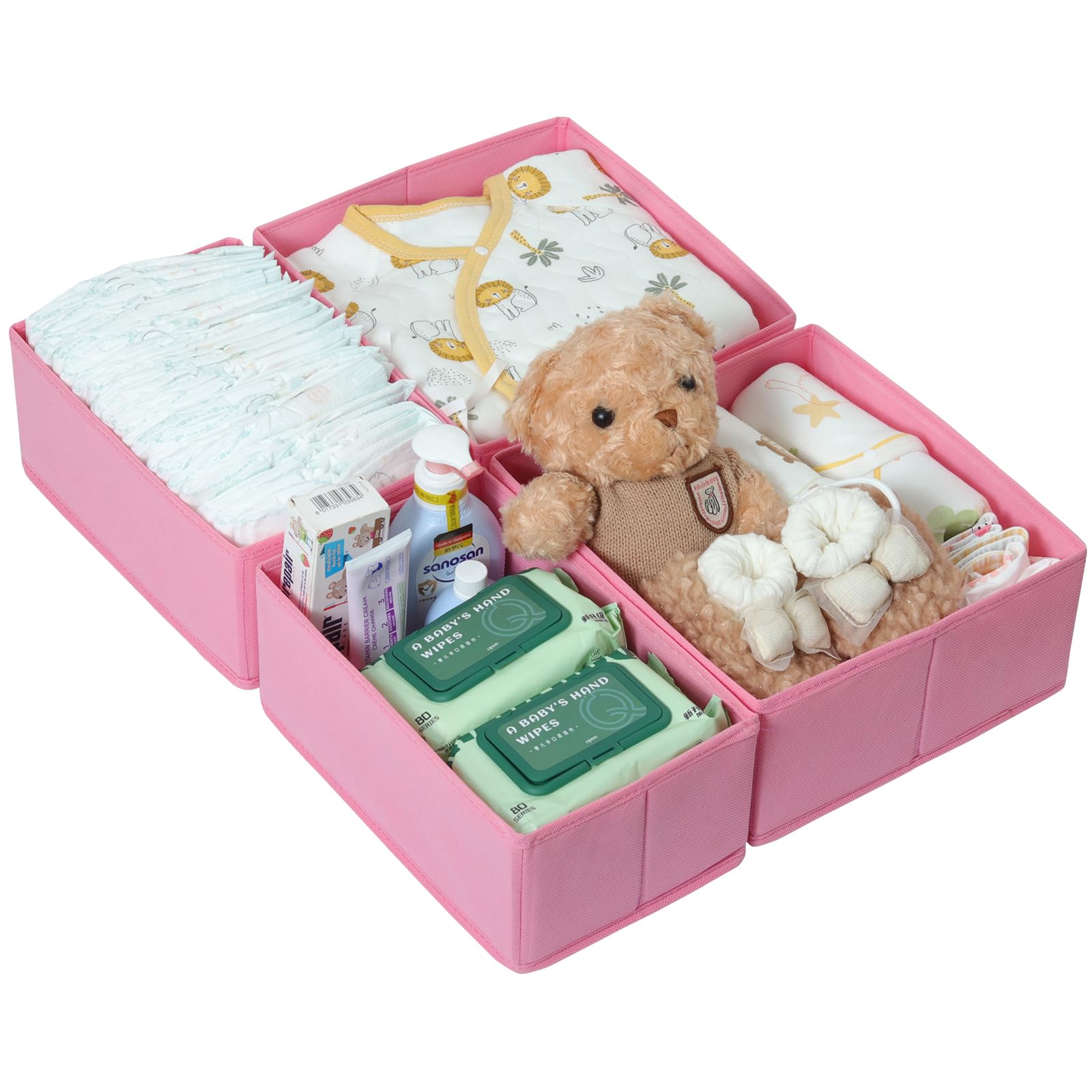 ORLISA 4 Pack Drawer Organizers Compatible with PAX Wardrobe 50x58 cm, Foldable and Sturdy, Storage Boxes for Clothes, Pink