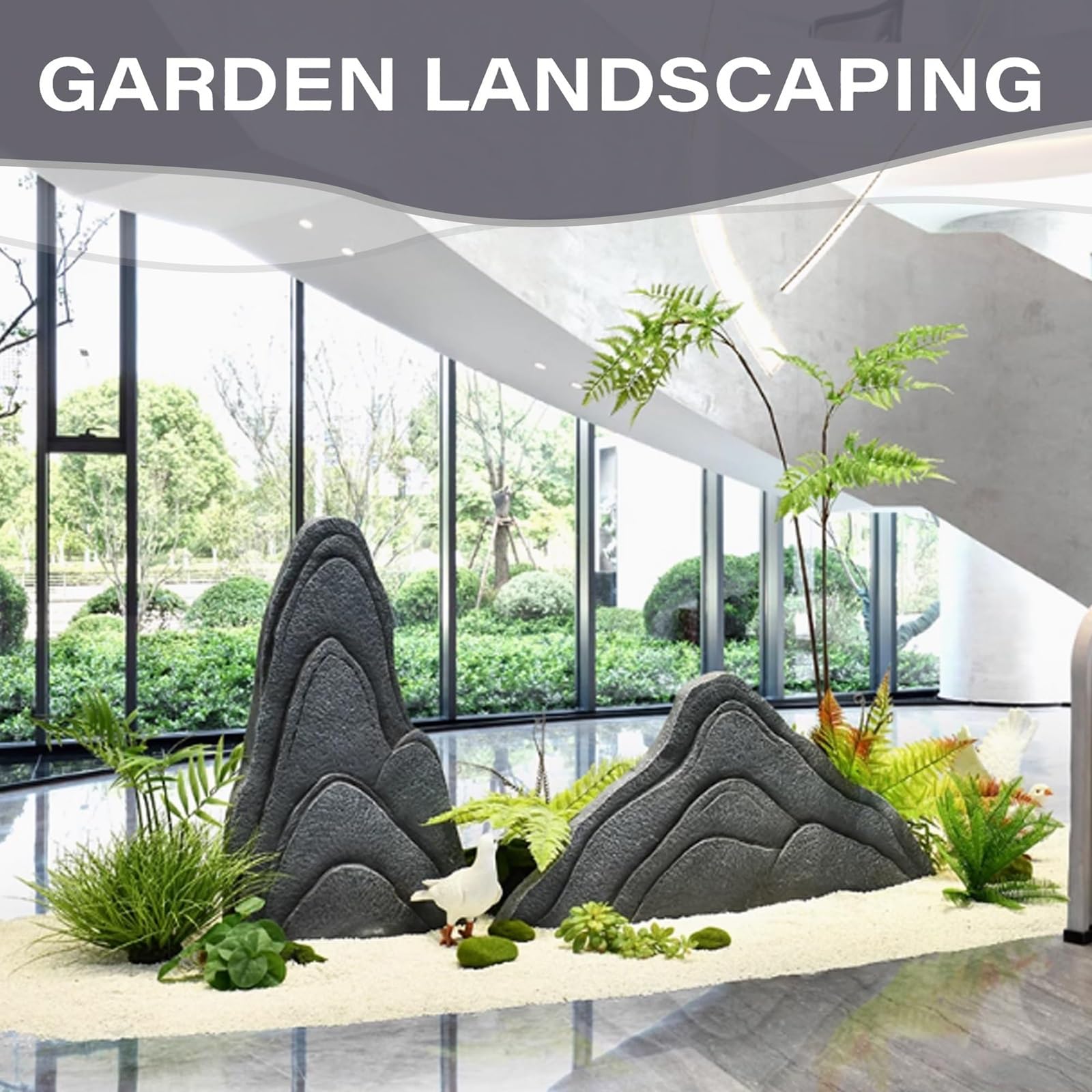 Rocce Finte Solide, Pietre Finte for Abbellire Esterni, Massi Artificiali in Fibra di Vetro for Recinzione Paesaggistica, Rocce Artificiali for Prati, Decorazioni for Giardini(100x13x47cm)