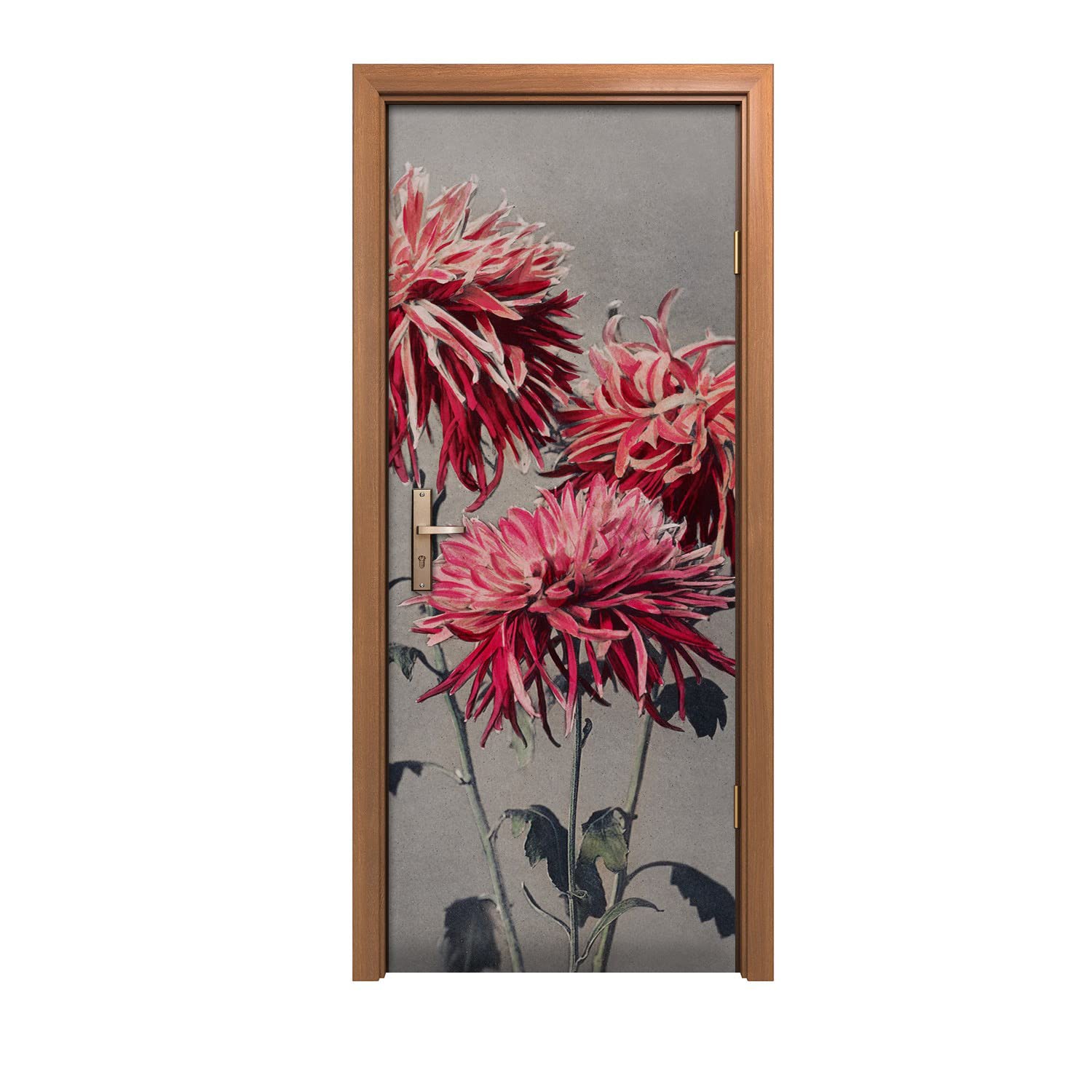 Décoration murale autocollant de porte fleurs de plantes 90x200cm