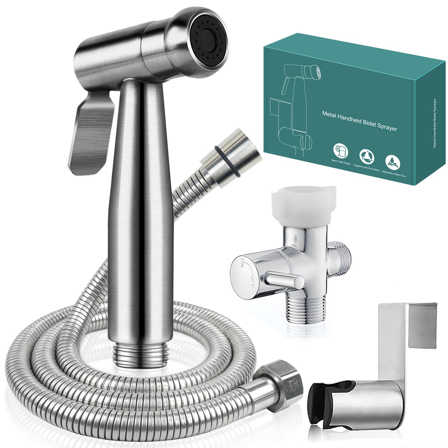 Handheld Bidet Sprayer for Toilet,Premium SUS304 Stainless Steel Bathroom Bidet Sprayer Attachment Set with Anti-Leak Hose&High Pressure, Ideal for Feminine Wash, Cloth Diaper Cleaning&Muslim Shower