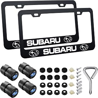 License Plate Frames Compatible with Subaru Forester Inland Impreza Legacy Crosstrek Ascent BRZ WRX License Plate Covers, Universal Aluminum License Plate Accessories（2 Pack Black）