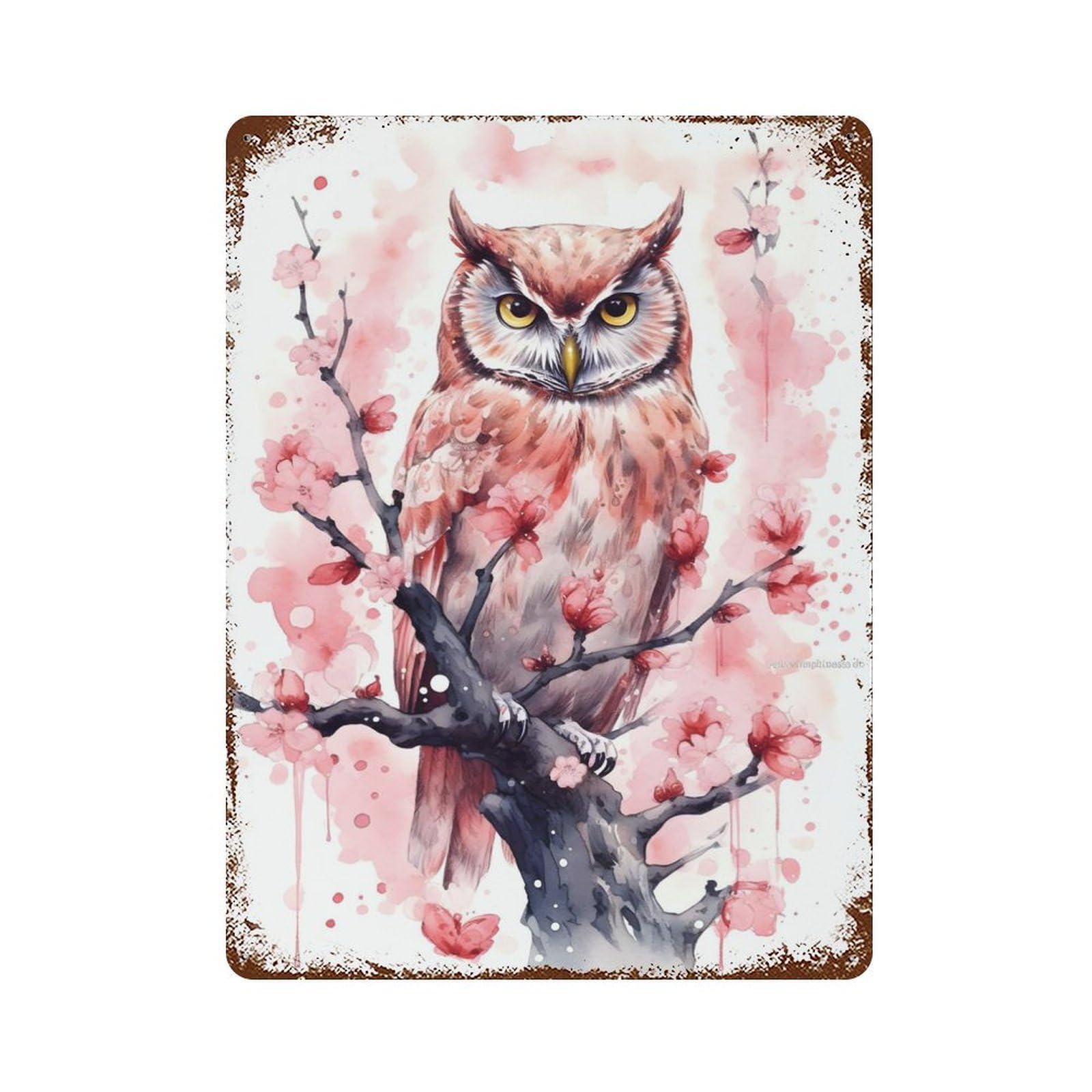 Owl Rustic Tin Plaque 15.7"x11.8", for Shed, Workshop And Garage Wall Decor, Farmhouse Wall Decor