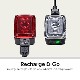 Schwinn LED Bike Light Headlight and Taillight Accessory Set, USB Rechargeable, 75 Foot Beam Distance