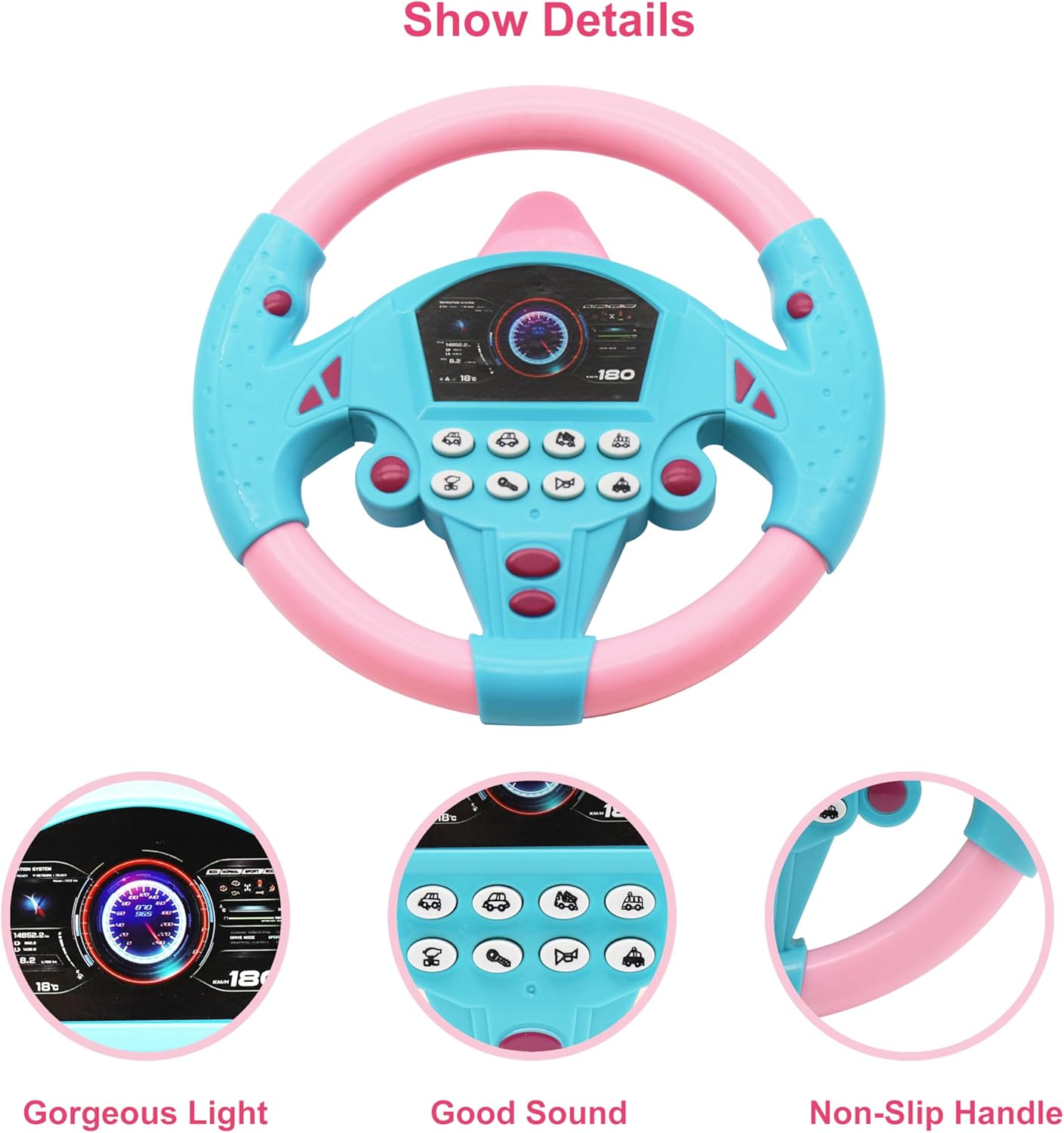 Kids Steering Wheel Toy Musical Toys,Toddler Steering Wheel for Kids for Car Backseat Stroller Attachment,Toddler for Car Seat