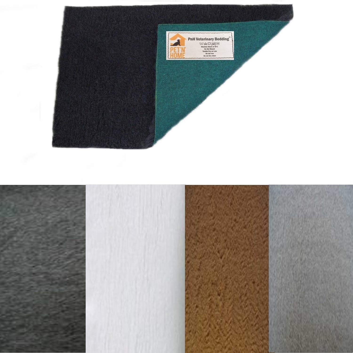 PnH Veterinary BeddingPnH Veterinary Bedding - Green Back - GREY, BROWN, CHARCOAL or WHITE - Vet Bedding Pieces - Many Sizes - READY TO USE, SELVAGE EDGE REMOVED (100cm x 50cm, CHARCOAL)