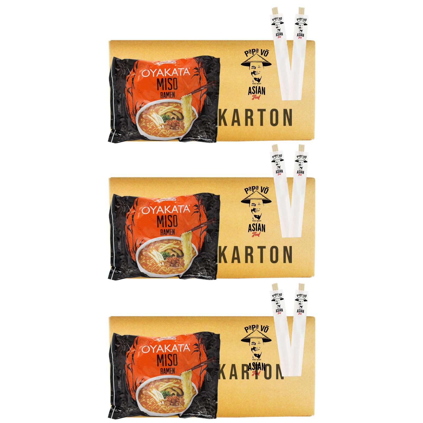 Miso Ramen Nudeln (66x89g) + 2 Papa Vo Stäbchen