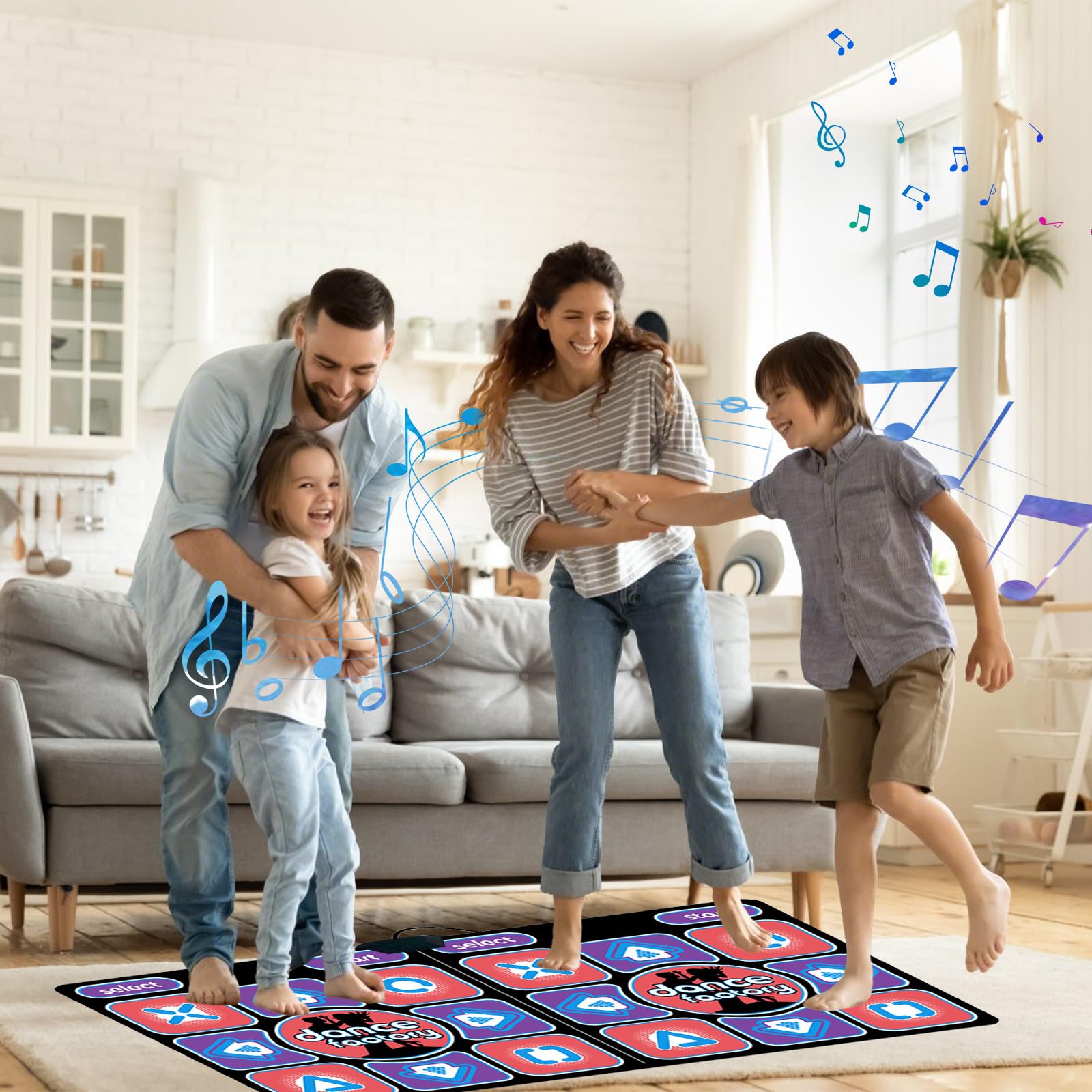 Tapis de danse HDMI avec caméra, pour TV, Tapis de Danse pour Enfants et Adultes, pour deux utilisateurs avec manette sans fil, 16 Go, Tapis de Jeu antidérapant, pour le fitness et la danse (A)