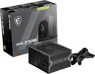 MSI MAG A750BE 750W 80+ Bronze Semi-Modular PSU - Compact, Quiet ATX Power Supply with Active PFC & 5-Year Warranty