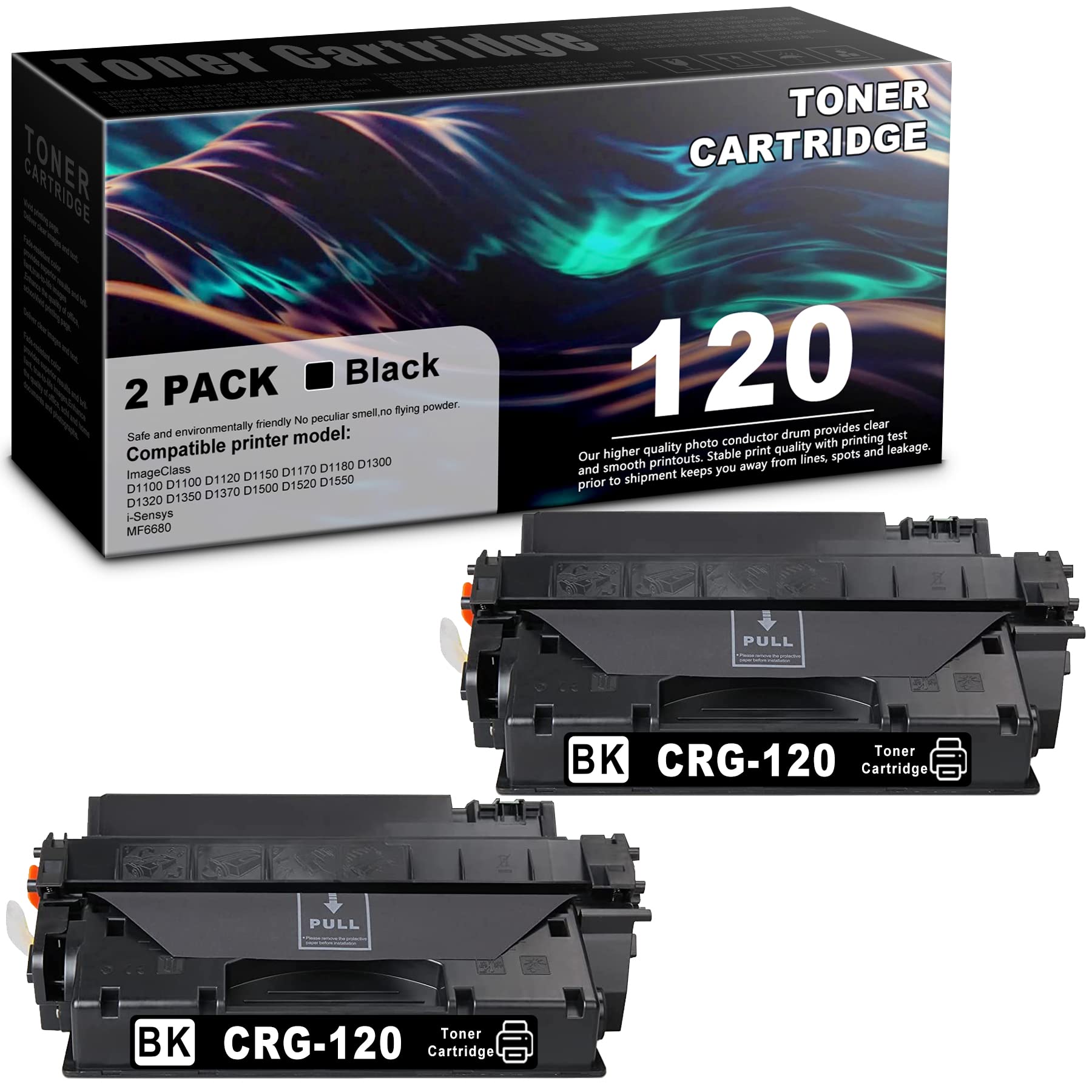 2 Pack Black 120 Compatible Toner Cartridge Replacement for i-Sensys MF6680 D1520 D1550 D1100 D1120 D1150 D1170 D1180 D1320 D1350 D1370 D1100 Series D1300 Series D1500 Series Printers.