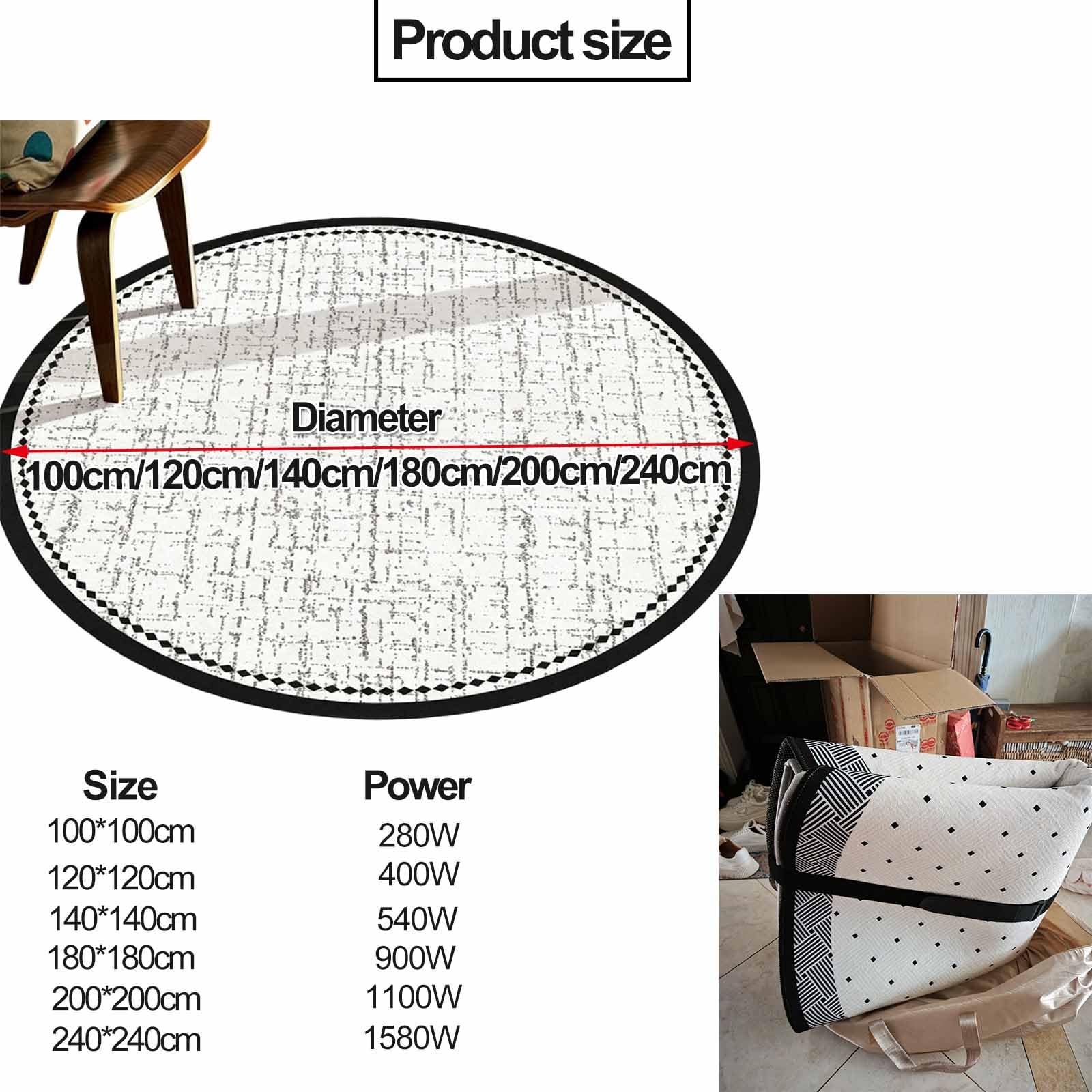 Tappeto riscaldante per pavimento, tappetino elettrico riscaldante, timer da 12 ore, tappeto elettrico riscaldato, tappetino yoga riscaldato, scaldapiedi riscaldato da scrivania(A,120 * 120cm)
