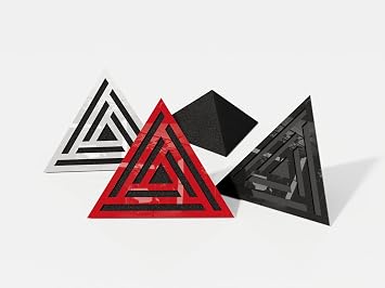 2 Pack Acoustic Corner Ceiling Bass Trap Triangle | Sound Absorption-Diffuse Acoustic Foam with Perforated Laminated HDF Plate | Front Triangle Side: 42cm | Color: (White glossy plastic, SCIFI)
