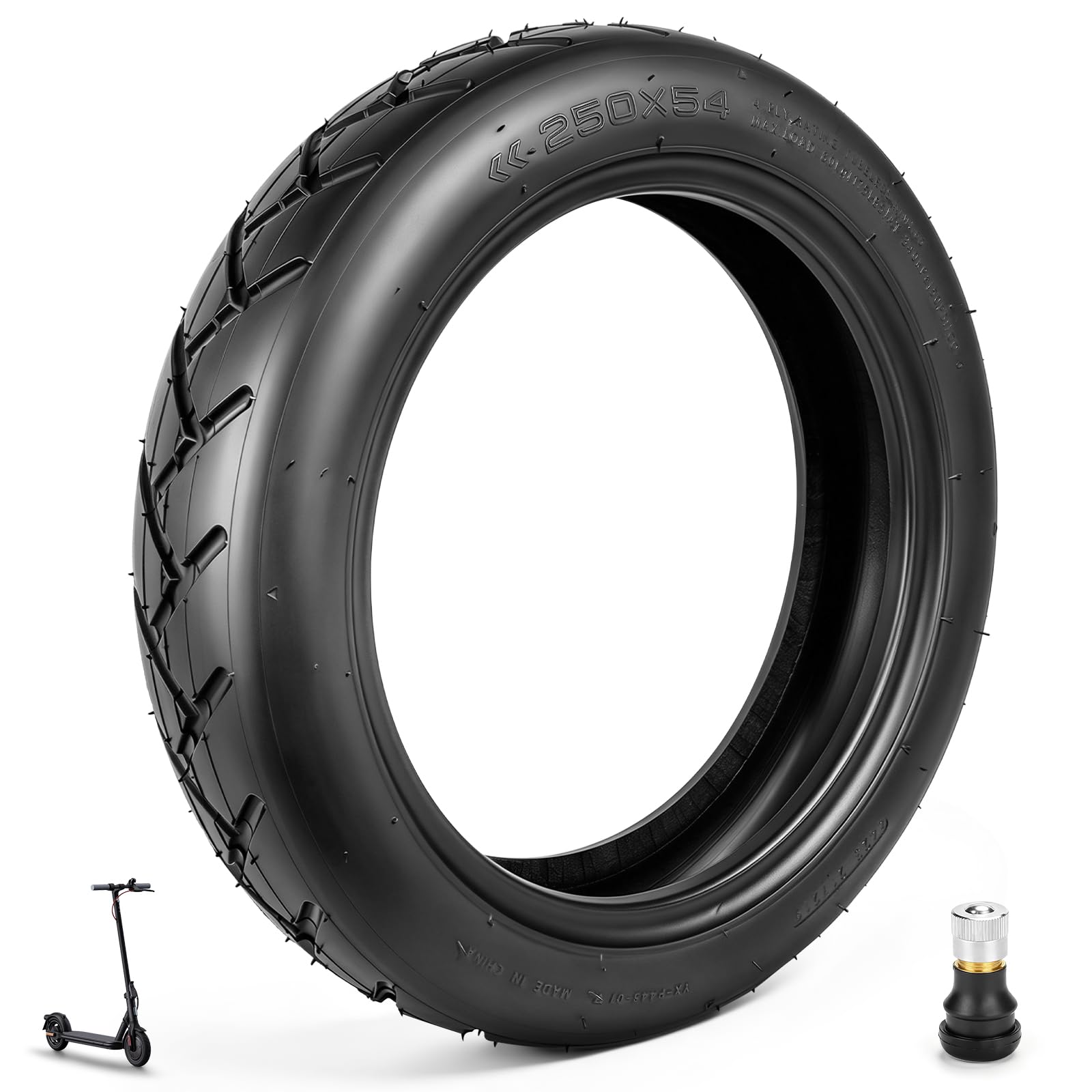 250 x 54 Neumáticos Tubeless para Xiaomi 4 Pro/Lite (1ª generación), 10 x 2,125 Neumáticos para Ninebot F20, F25, F30 y F40 Patinetes, Neumáticos de repuesto de 10 pulgadas (Tubeless*1)