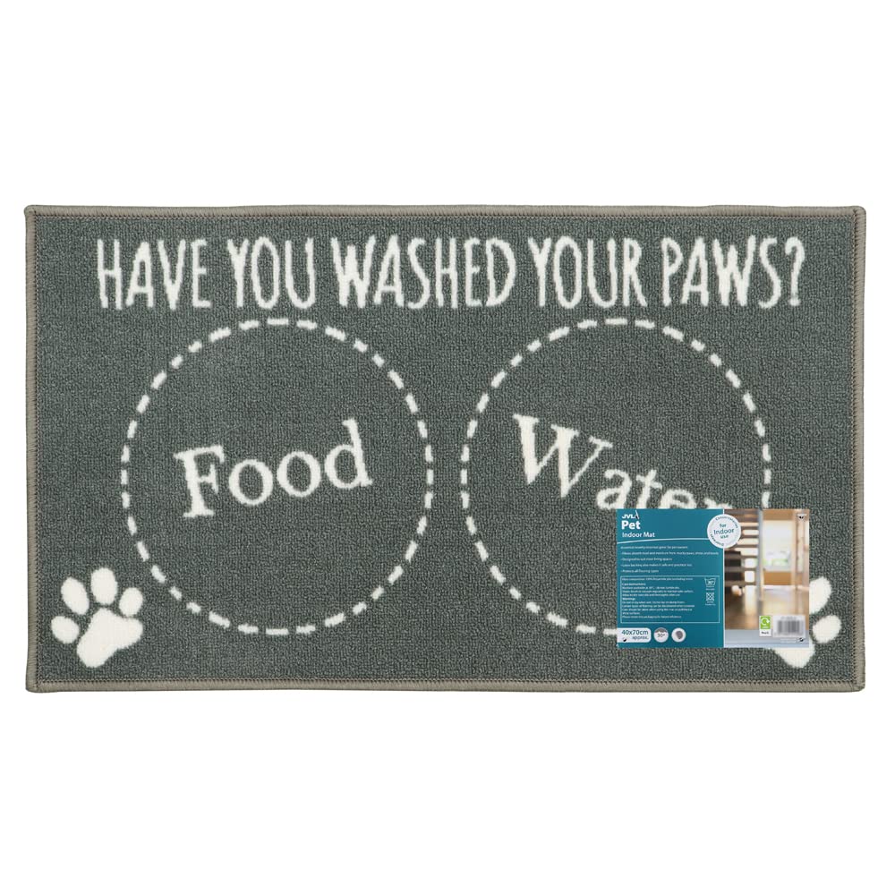 JVL Machine Washable Pet Mat 40 x 70 cm, Dinner time (01-263DT)