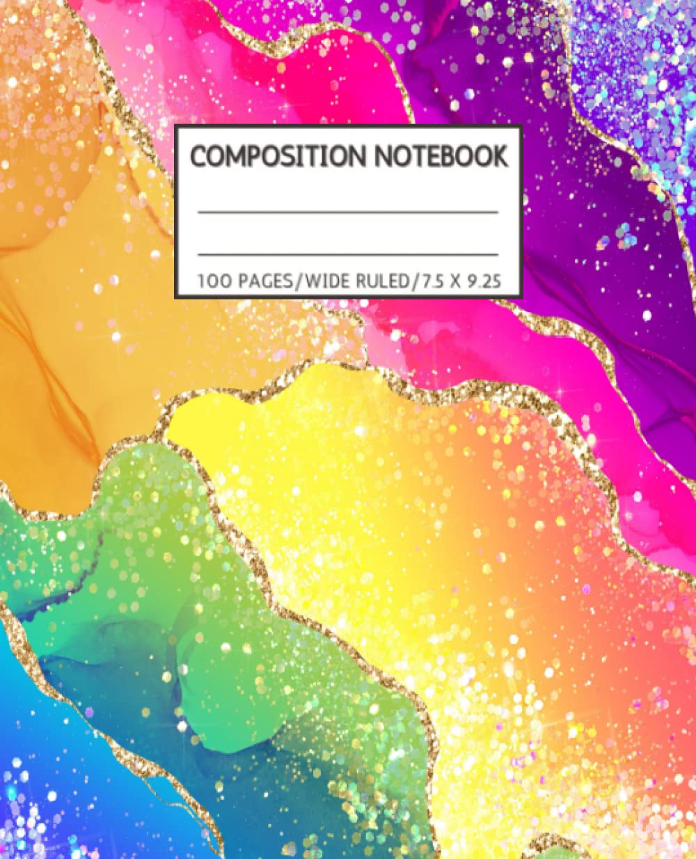 Amazon.com: Composition Notebook Wide Ruled: Rainbow Glitter Marble ...