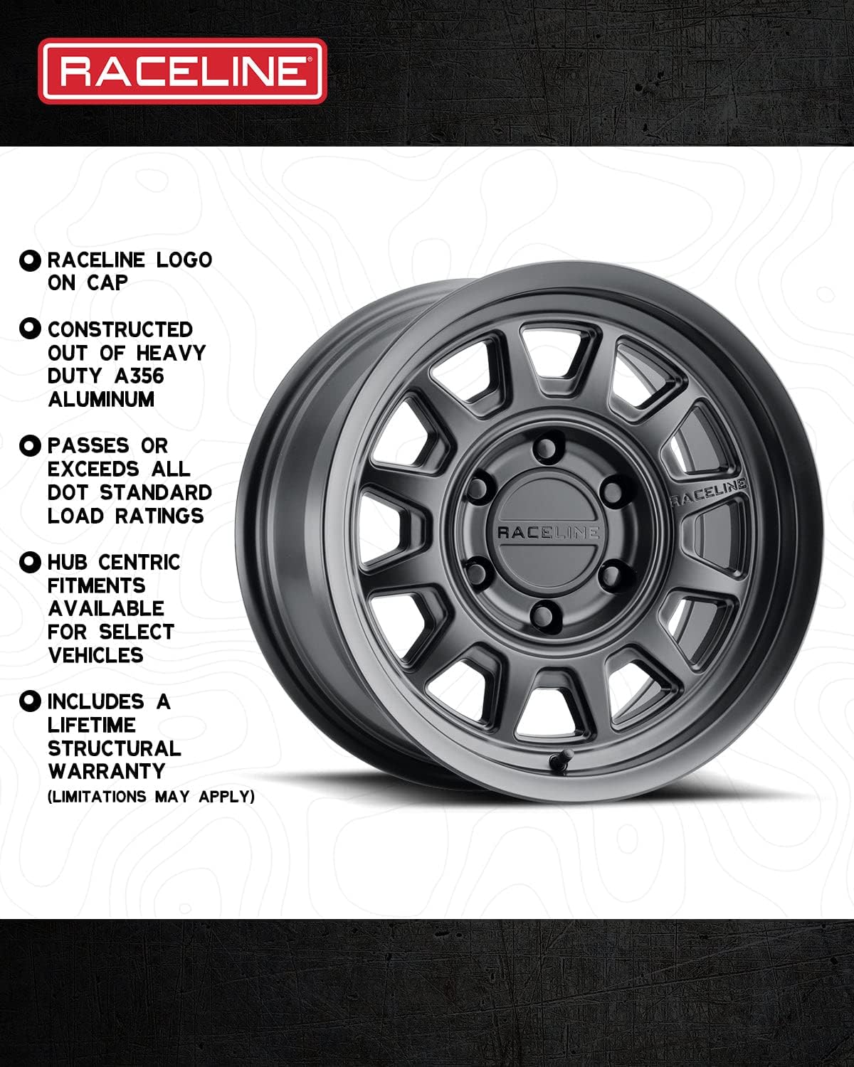 Raceline Wheels 952B AERO HD Wheel Satin Black 17X8.5"6X135 Bolt Pattern 0mm Offset/(4.72"B/S) 12 Spoke Aluminum Passenger Car Wheels, Full Size Replacement Black Car Rims