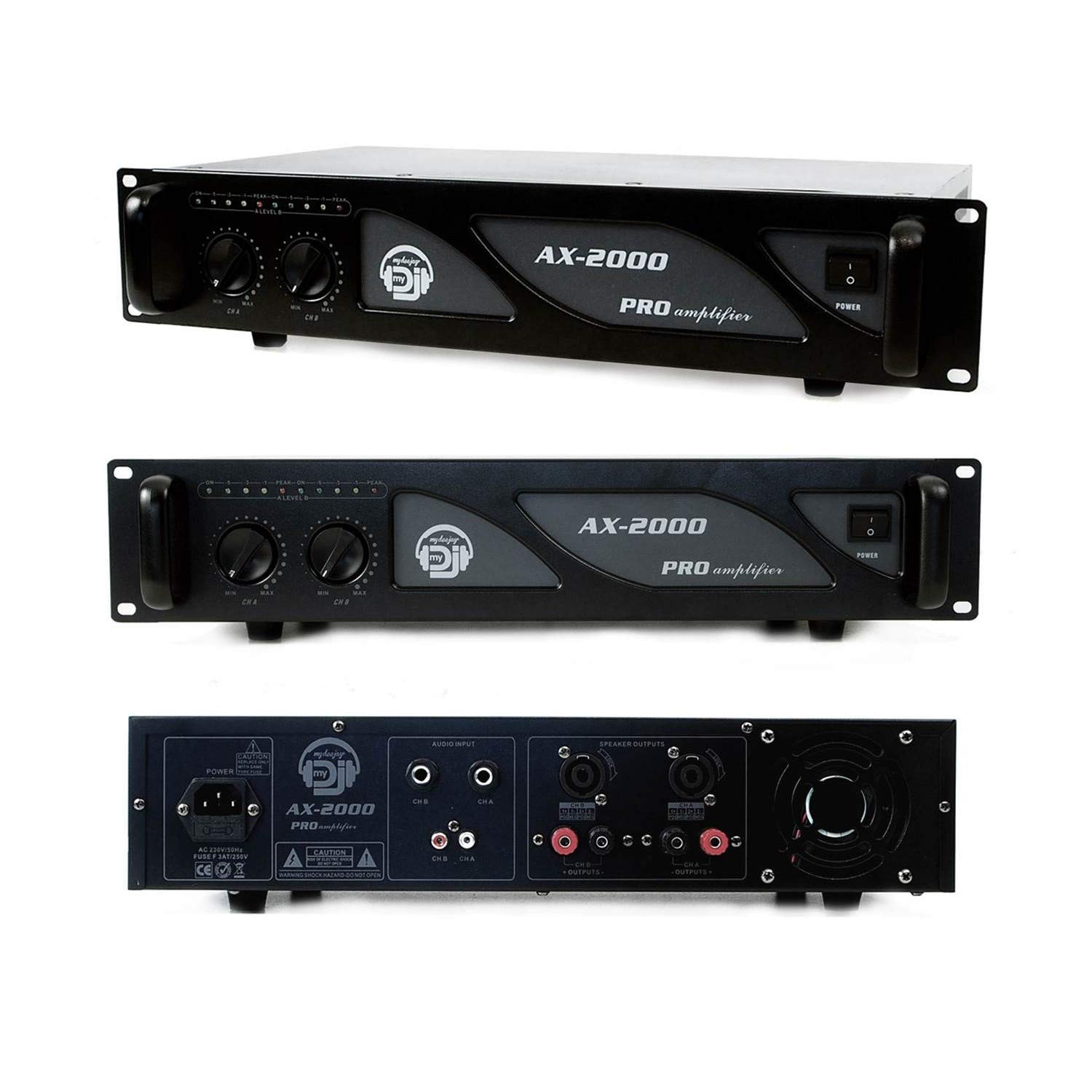 PACK SONO 3400W DJ PA Set BAR CLUB DISCO15B + Ampli AX2000 MyDj + Table de Mixage USB MP3 + Micro Casque Câbles