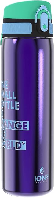 Ion8 Leak Proof Slim Water Bottle, Vacuum Insulated Steel, 500ml (17oz)
