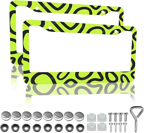 Miniatura 13 de Marcos de matrícula retro de rayas - 2 paquetes de soporte de matrícula divertidos y personalizados de acero inoxidable para piezas decorativas de