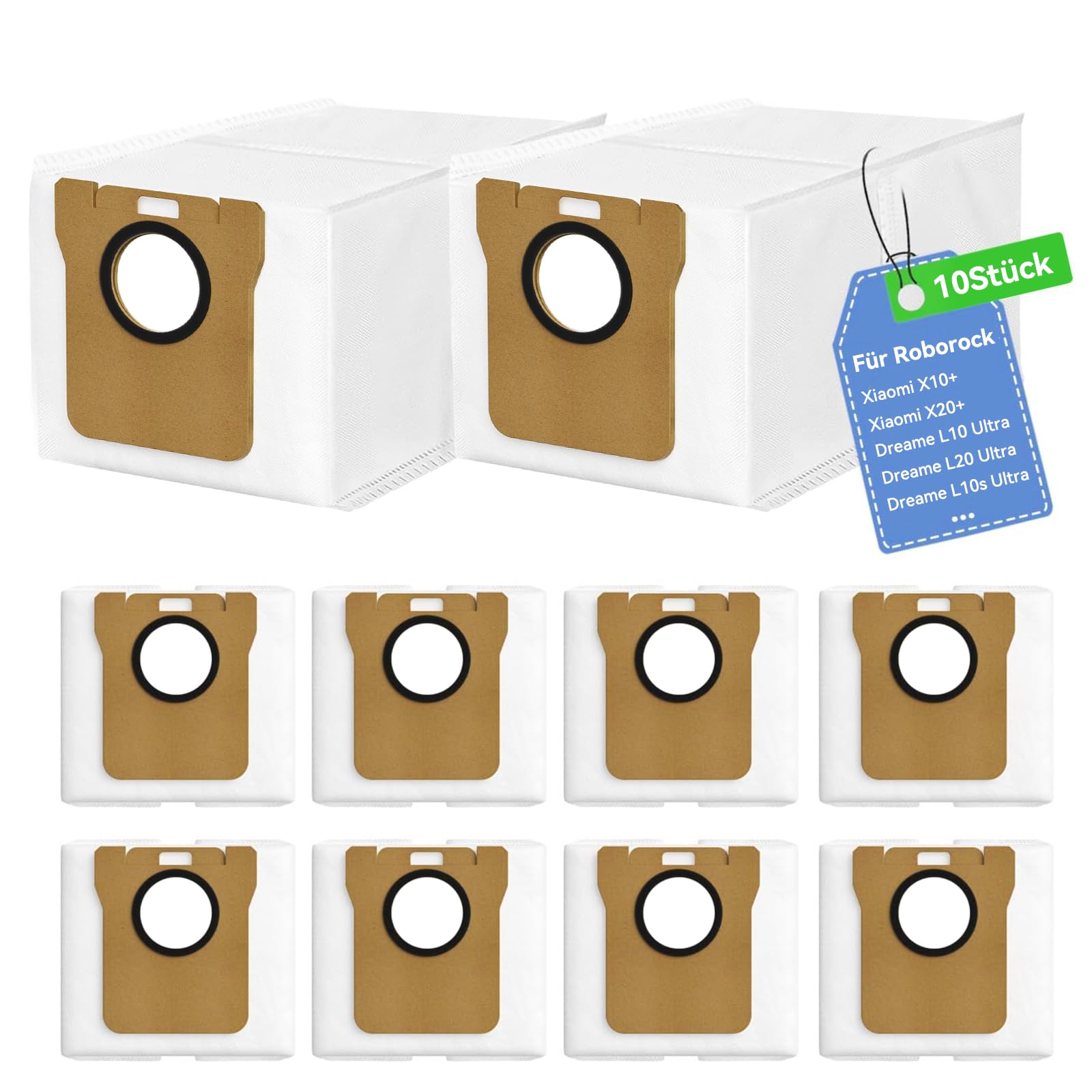 10 Stück Staubbeutel für Xiaomi X20+/Xiaomi X10+/Dreame L10s Ultra/Dreame L10 Ultra/Dreame L20 Ultra Saugroboter, 3L beutel zubehör
