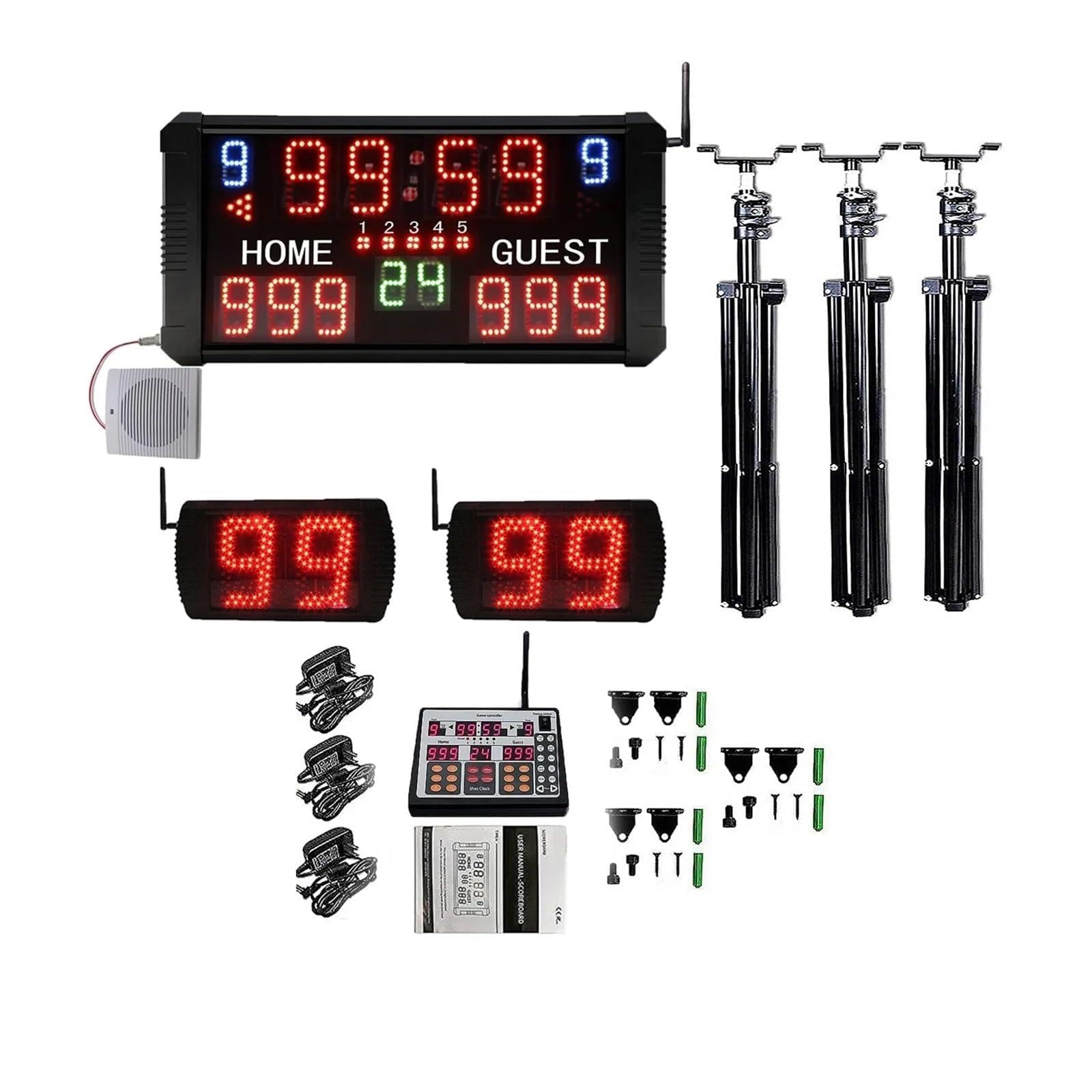 JVDDI Basketball Timer Shot Clock And Controller, Portable Scoring Board, 14 Or 24 Seconds Countdown, 2 Units(Suit B consoles)