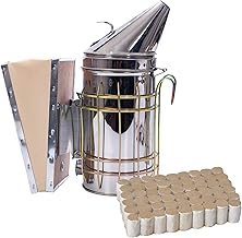 Bee Hive Smoker Kit – Stainless Steel Smoker with Heat Shield & 54 Natural Pellets, Beekeeping Tool Set for Beginner or Professional Beekeeper