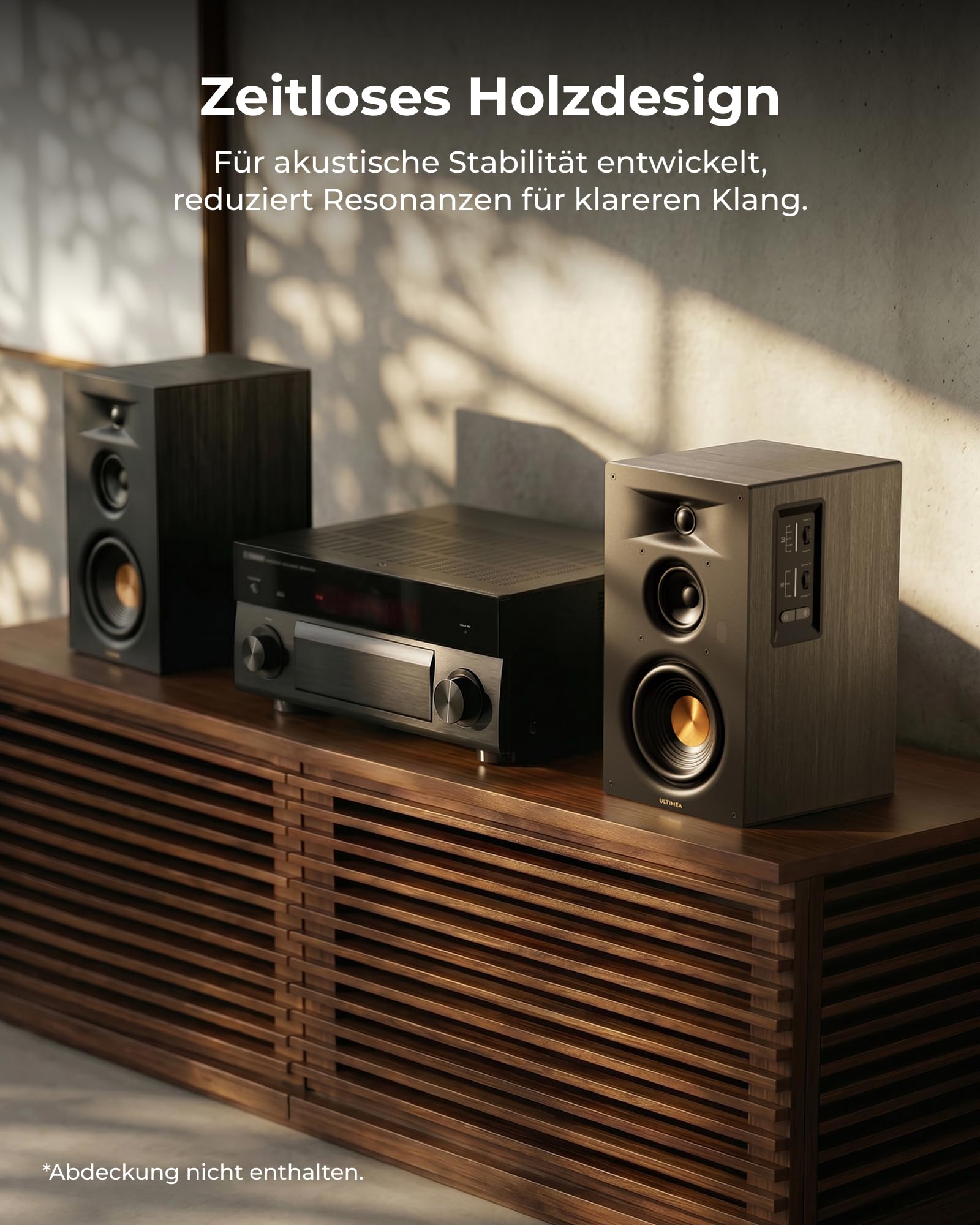 ULTIMEA Aktive 3-Wege-Regallautsprecher, 70W RMS Aktivlautsprecher mit 5,25" Tieftöner, App, Bluetooth 6.0, HDMI ARC, mit Subwoofer-Ausgang für Heimkino, TV, PC & Plattenspieler, Studio Monitor, BS-3