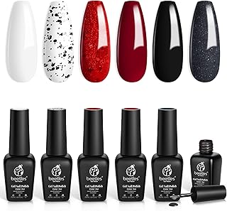 Beetles Gel Nail Polish, 6pcs Black White Red Gel Colors Season’s Coolest Looks Collection Soak-off Nail Polish Red-Black ...