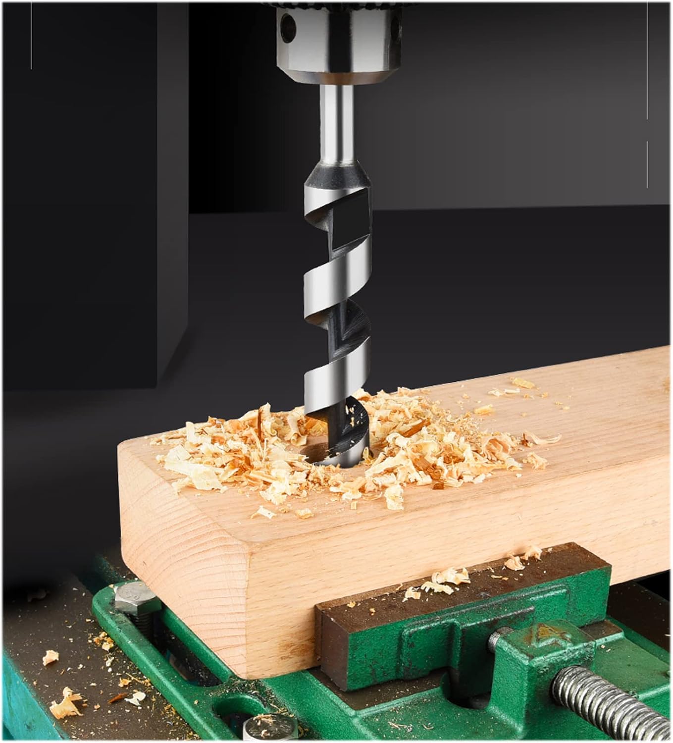 5Pcs Wood Auger Bit Set 9 in. Length Screw Point Hex Shank Drill Deep Hole in Woodworking Cutter