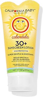California Baby Calendula SPF 30+ Sunscreen | Broad Spectrum | Titanium Dioxide | Lavender Scent | Mineral Sunscreen Face & Body | Allergy-Friendly | Reef Safe Sunscreen | Physical Sunscreen For Sensitive Skin | 82 g / 2.9 oz.