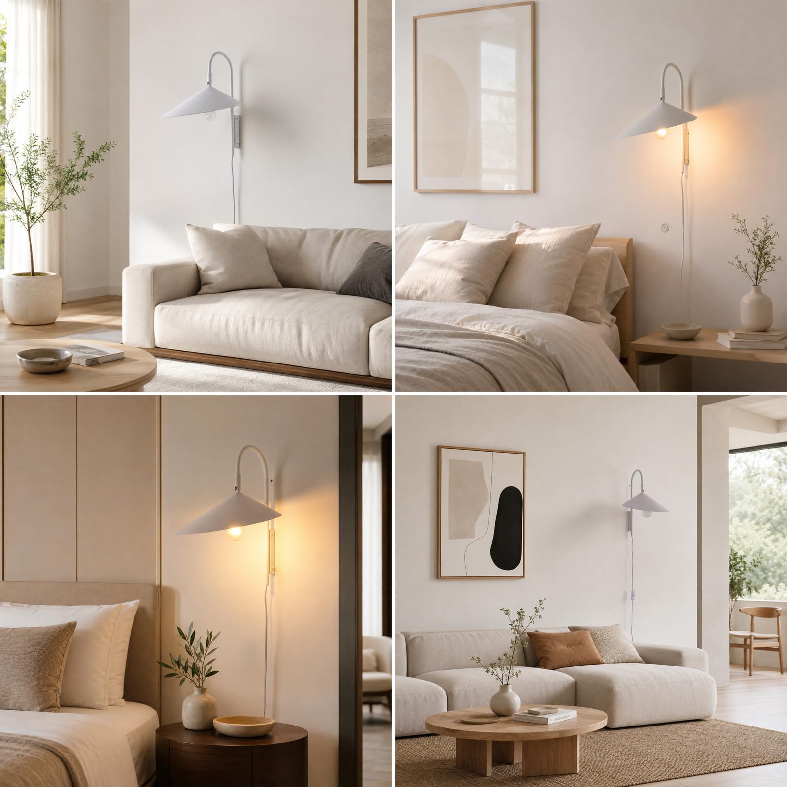 Alpinaluz Applique Murale E27 Blanche avec Prise et Bras Courbe Orientable