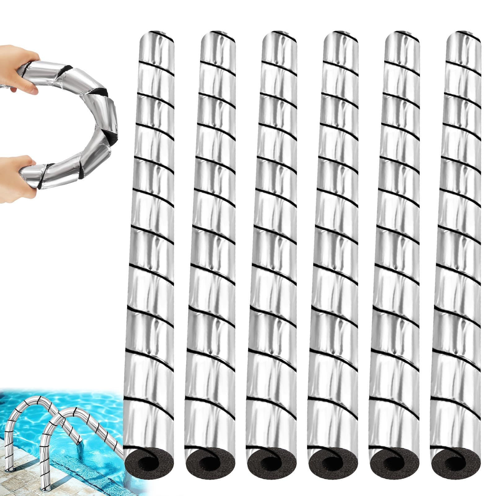 Tube d'isolation en mousse alu Frienda de 1/2 pouce contre le gel en hiver (6 pièces)