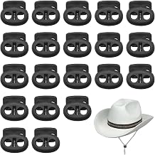 20 Pack Toggles for Drawstrings, Dual-Holes Spring Cord Locks Set, 5mm Double Holes Toggle Loaded Plastic Round Cord Ends Stopper Fastener Oval Toggle Locks, Black
