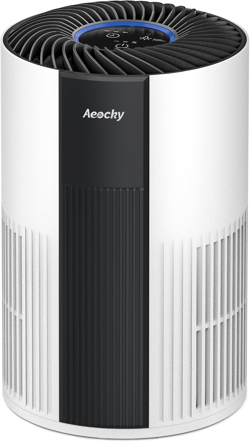 2nd Gen AEOCKY Air Purifiers with 5-in-1 Filter, Washable Pre-Filter for Bedroom, for Pollen Smoke Dust Pet Dander Odor Office Desktop, Black