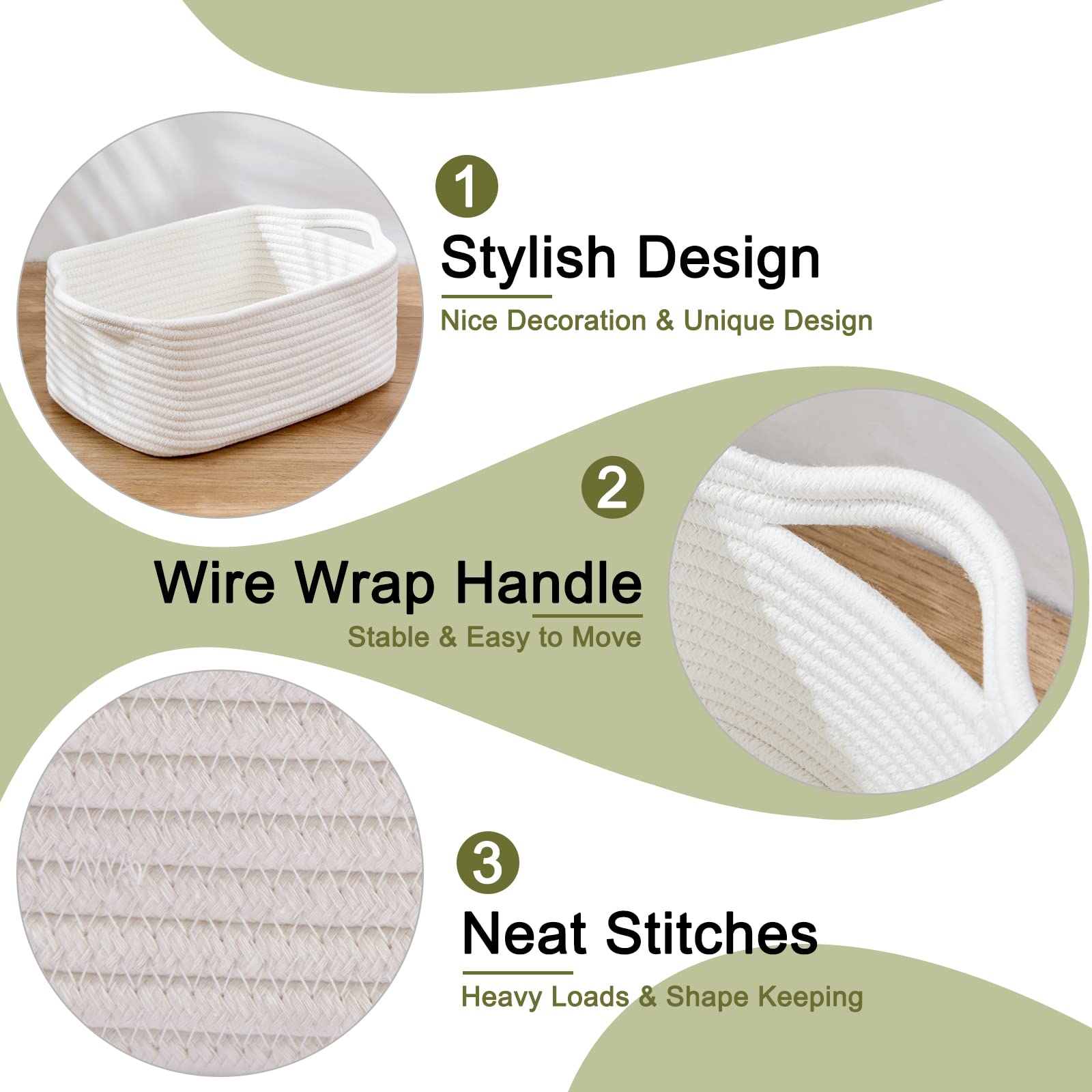 OIAHOMY Grand Panier Rectangulaire En Corde De Coton, Paniers