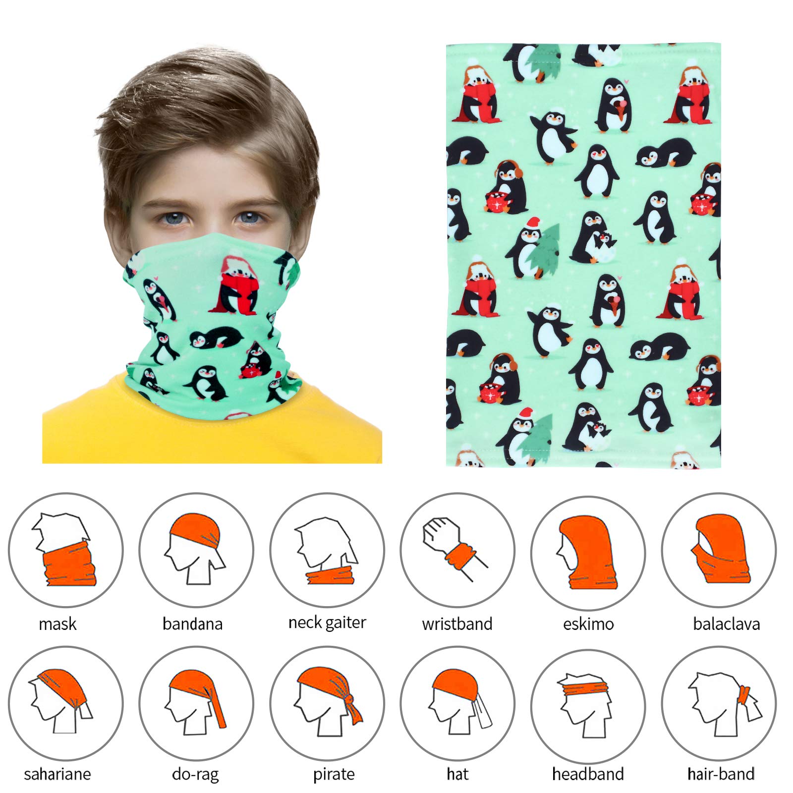 KATELUO Bandana Multifonction Hiver Enfants, Bandana Multifonctions Couvre-Chef, Cache Cou Bandana, Respirable Cache-Cou, Multifonction Bandana pour Garçons Filles Ski Raves Cyclisme Moto Raves