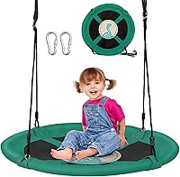 Vista 12 de Costzon - Platillo volador de 40 pulgadas, columpio seguro y resistente para niños de fácil montaje, cuerdas ajustables, ideal para el parque