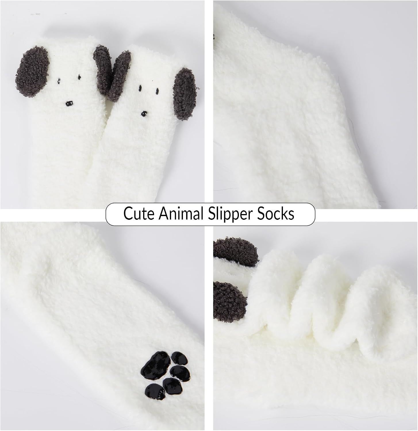 Violet Mist Womens Fuzzy Socks with Grips Winter Warm Fluffy Soft Slipper Socks Cozy Hospital Non Slip Socks Cute Animal Sock