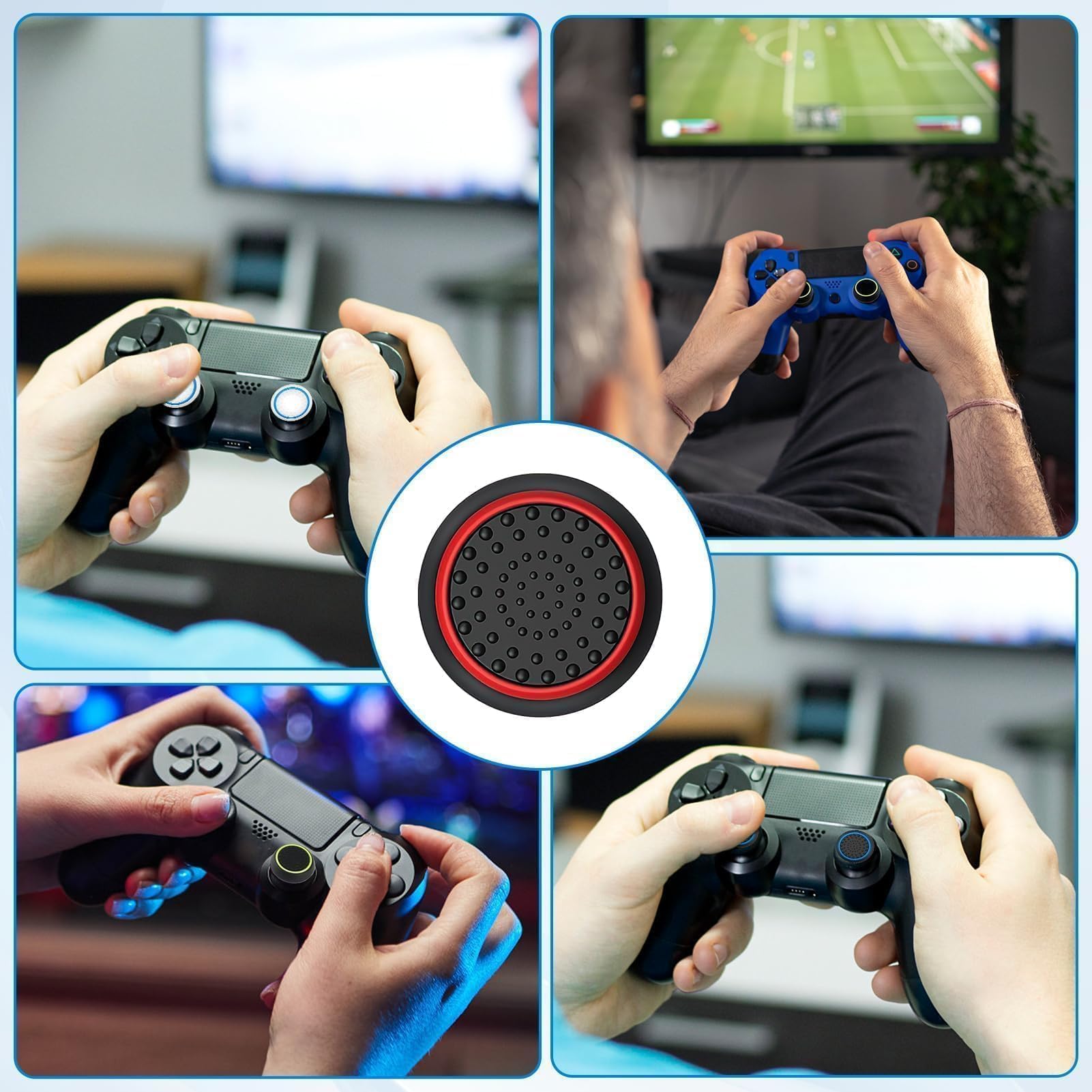 20 Pièces Caoutchoucs de Joystick pour PS5/PS4/PS3, Thumb Stick Ensemble Accessoires, Couvercle de Joystick Protection en Silicone, Capuchons pour Poignées de Manette pour Xbox 360