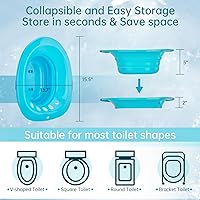Vista 4 de Pochik Baño de asiento para asiento de inodoro, hemorroides y cuidado posparto, asiento de vapor Yoni, remojo perineal, plegable, manguera