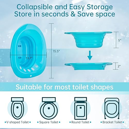 Miniatura 4 de Pochik Baño de asiento para asiento de inodoro, hemorroides y cuidado posparto, asiento de vapor Yoni, remojo perineal, plegable, manguera