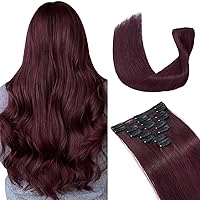 Vista 35 de Extensiones de cabello con clip, cabello humano Remy, extensiones de cabello largo lacio de una pieza con 5 clips, con gancho para colgar