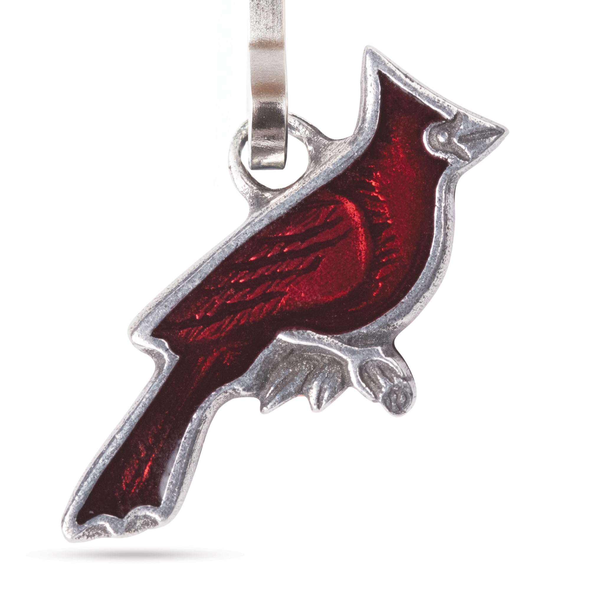 DANFORTHCardinal Zipper Pull - Handcrafted Pewter - Red - 1 Inch Wide Charm - Jacket Accessories - Made in the USA