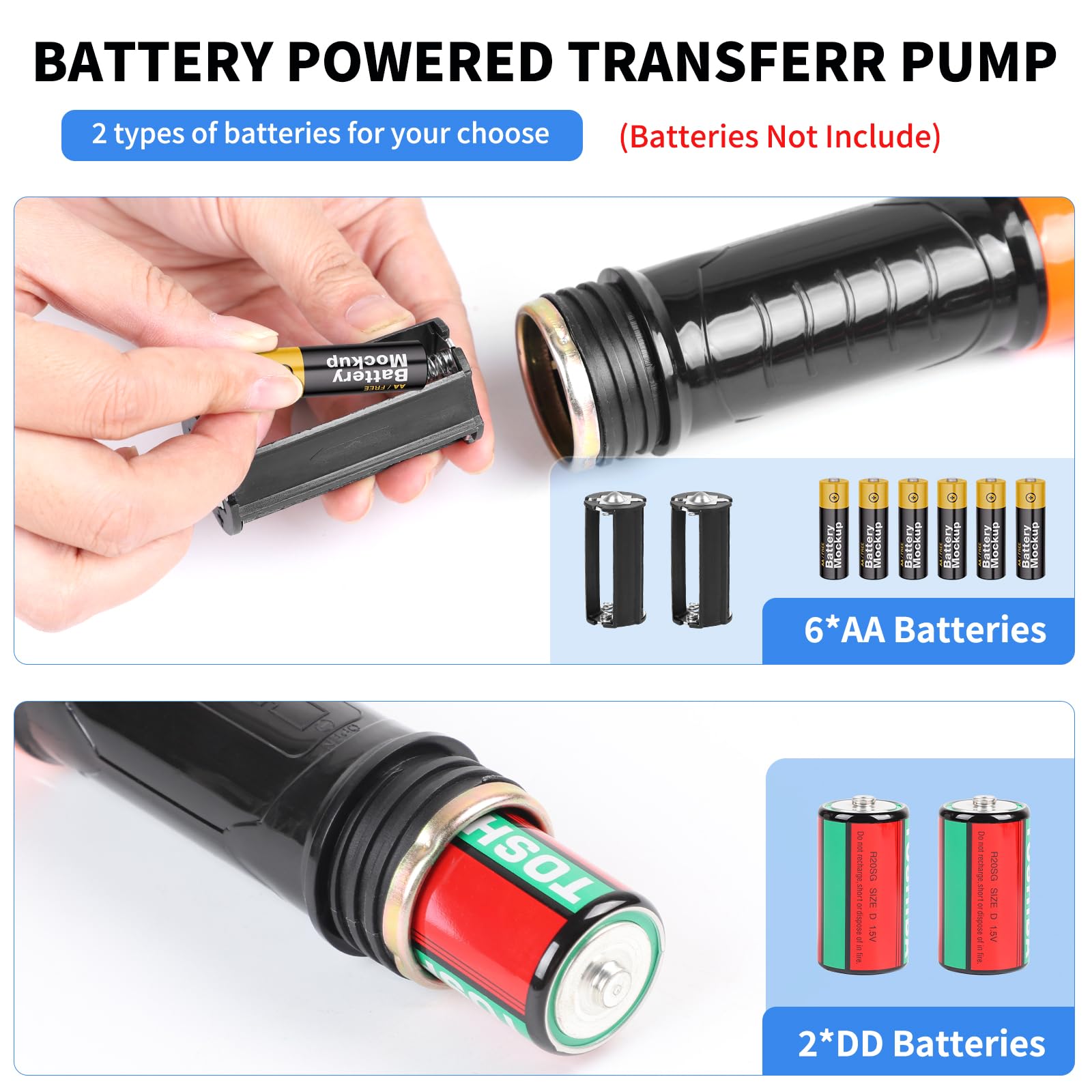DBREAKS Elektryczna pompa benzynowa, 2,4 galon/min, elektryczna pompa transferowa, elektryczna pompa do przelewu, syfonowa, przenośna, elektryczna pompa olejowa do benzyny